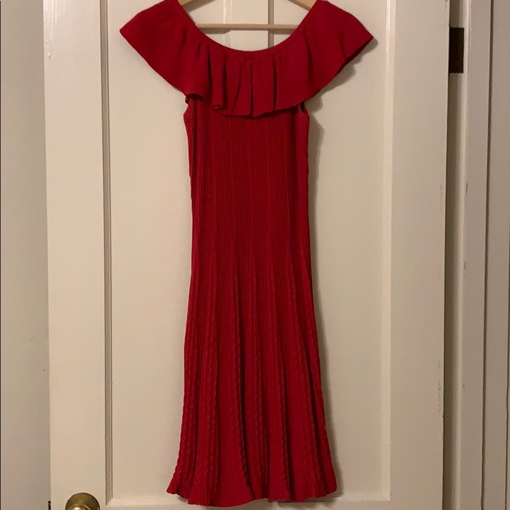Zara Red Stretch Off- Shoulder Dress